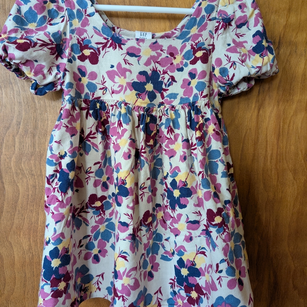 BABY GAP Kids Puff Sleeve Floral Dress - Pink, Blue, Yellow